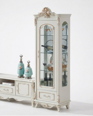 Vitrin Holz Single Vitrinen Glasschaf Schief Möbel Art déco Wäiss