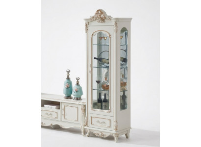Vitrin Holz Single Vitrinen Glasschaf Schief Möbel Art déco Wäiss