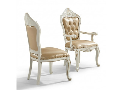 Klassesche Chesterfield-Stull Iesszëmmer-Fauteuil Beige Lehnstull Einsitzer Barock-Stil