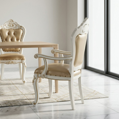 Klassesche Iesszëmmer Still Miwwelen Lehnstull Barock Fauteuil Design Still