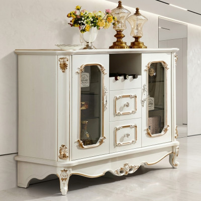 Klassesch Säitbriet Glasschaf Komode Miwwelen Vitrin Schaf Barock