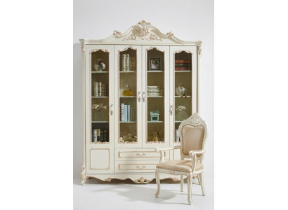 Bicherregal Stil Art déco Schaf Vitrinn Wäiss Miwwelen Schief Regal Holz
