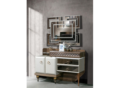 Miwwelen Schlofzëmmer Design Schminktisch Spigel Holz Sideboard Konsol