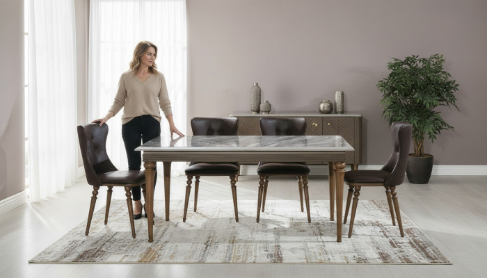 Komplett Set Iessdësch 4x Still Iesszëmmer Set Iess Holz Dësch Dëscher 4-telg