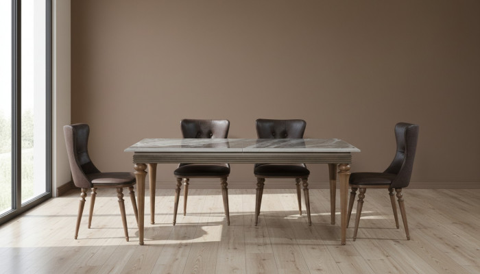 Komplett Set Iessdësch 4x Still Iesszëmmer Set Iess Holz Dësch Dëscher 4-telg