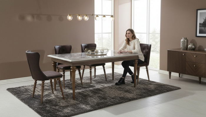 Iessdësch Dësch Holz 180x100 Iesszëmmer brong Iessdëscher Dëscher Miwwelen Nei