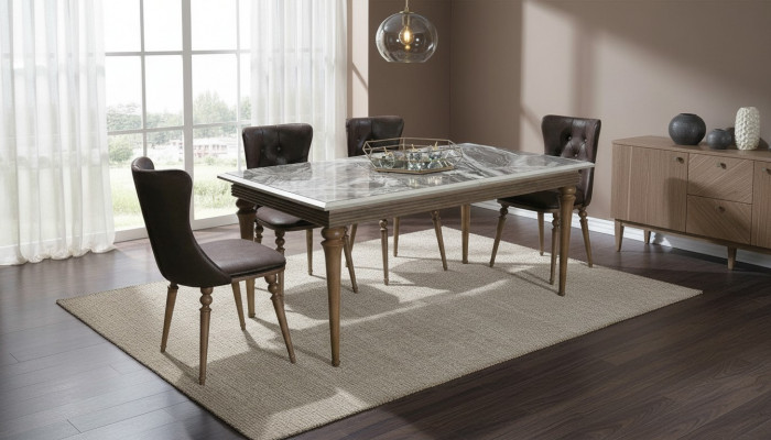 Iessdësch Dësch Holz 180x100 Iesszëmmer brong Iessdëscher Dëscher Miwwelen Nei