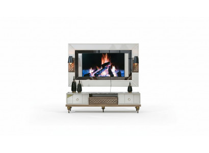Wunnwand Garnitur RTV TV Ständer Lowboard Dësch Holz Luxus XXL Schrank