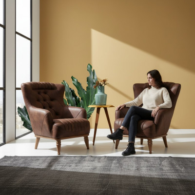 Luxus Miwwel Design Fauteuil Modern Design Fauteuil Brong Wunnzëmmer Nei