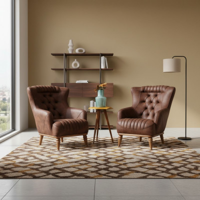 Luxus Miwwel Design Fauteuil Modern Design Fauteuil Brong Wunnzëmmer Nei