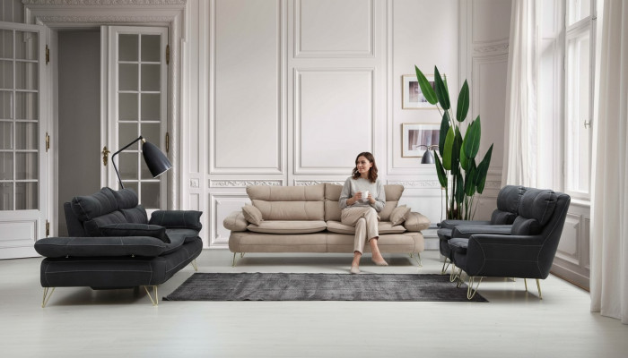 Sofagarnitur 3+3+1+1 Sëtzer Garnitur Schwaarz Sofa Fauteuil Sofas Set 4 Stéck