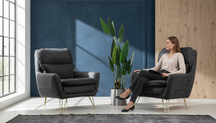 Sesselsëtz Sëtzdesign Wunnzëmmer Polster Luxus Schwaarz Waardezëmmer