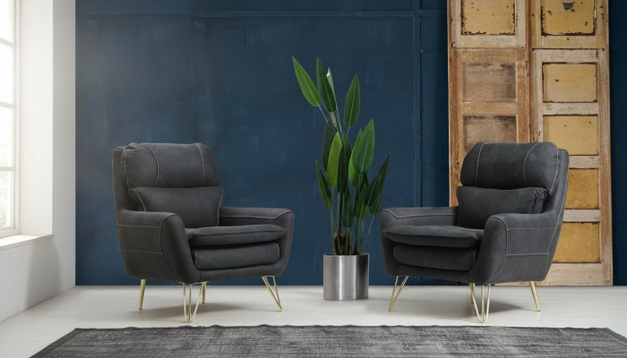 Sesselsëtz Sëtzdesign Wunnzëmmer Polster Luxus Schwaarz Waardezëmmer