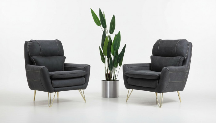 Sesselsëtz Sëtzdesign Wunnzëmmer Polster Luxus Schwaarz Waardezëmmer