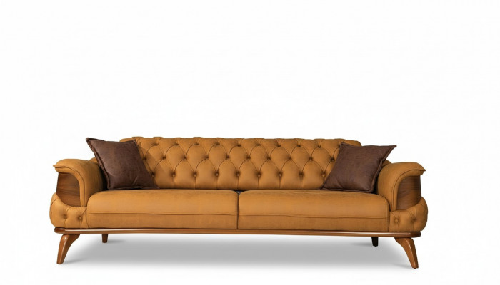 Dreiplazeg Sofaleieder Couches Sofas Luxus Couch Chesterfield Western USA Giel