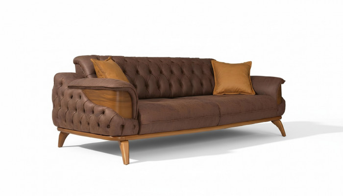 Luxus dräisëtzegen Chesterfield Canapé Miwwelen Canapéen Brong Sofas Lieder Gepolstert Neit