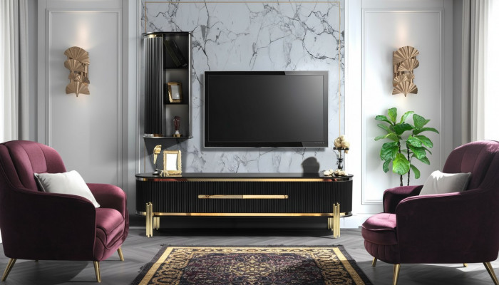 TV-Schaf Luxus Sideboard Miwwelen Kommode Wunnzëmmerschaaf Schief Regal Holz
