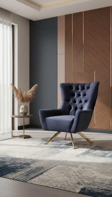 Luxuriéise bloe Chesterfield-Fauteuil mat Samtpolsterung fir d'Wunnzëmmer