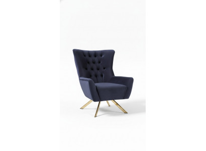 Luxuriéise bloe Chesterfield-Fauteuil mat Samtpolsterung fir d'Wunnzëmmer