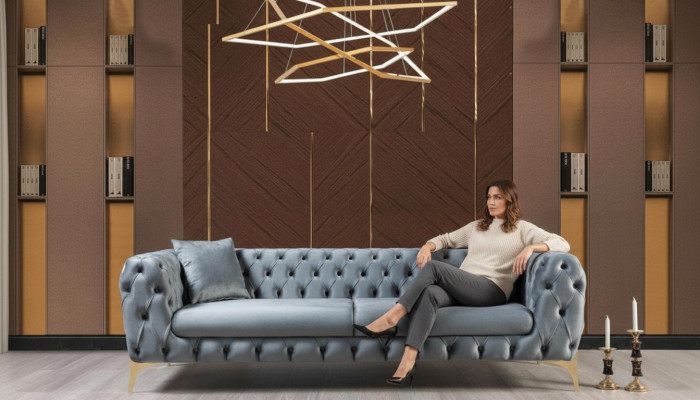 Dräisëtzer Sofa Luxus Chesterfield 3 Sëtzer Canapéen Gro Sofas Samt Neit Couch