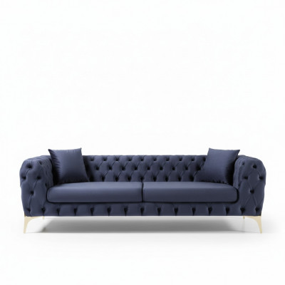 Däisëtzer Sofa Luxus Chesterfield 3 Sëtzer Couches Blo Sofas Samett Nei Couch