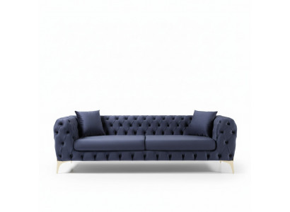 Däisëtzer Sofa Luxus Chesterfield 3 Sëtzer Couches Blo Sofas Samett Nei Couch