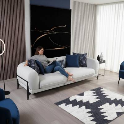 Sofa Couch Polster Dräisëtzer Gro Couchen Miwwelen Modernen Design 3er Sofassen Nei