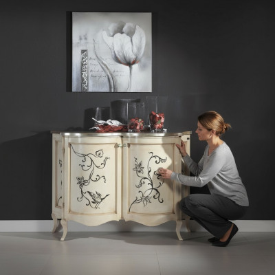 Klassesch Sideboard Holz Kommode Wäiss Schaf Schiefen Luxus Italienesch Nei