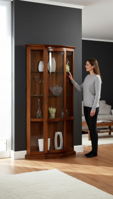 Klassesch brong Vitrin Franséischen Stil Miwwelen Kommode Anrichte Glasschaf
