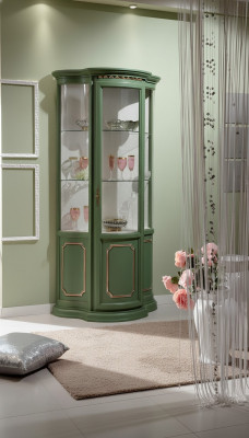 Hallef Schaf Vitrine Glas Schaf Vitrine Holz Wunnzëmmer Luxus Gréng Kommode