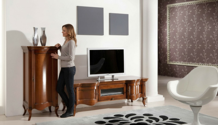 TV Schrack Anrichte Braun RTV Sideboard Kommod Schaf Regal Luxus Schief Neéiert.