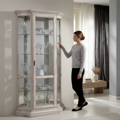 Luxus Holz Vitrine Buffetschaf Design Schief Wäiss Italienesch Miwwelen Schaf Nei