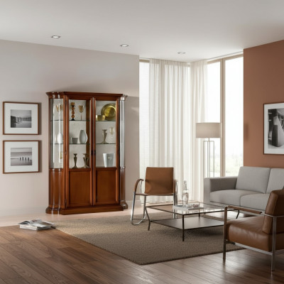 Luxus Holz Vitrine commode Design Schief Braun Italienesch Miwwelen Schaf Nei