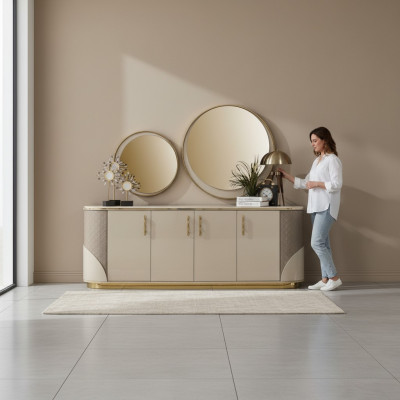 Buffet 2x Spigel Wunnzëmmer Design Luxus Miwwelen Konsole Lowboard Beige