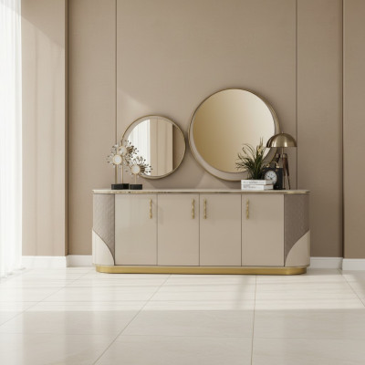 Buffet 2x Spigel Wunnzëmmer Design Luxus Miwwelen Konsole Lowboard Beige