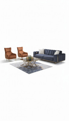 Fauteuil Einsëtzer Luxus Polster Miwwelen Wunnzëmmer Brong Fauteuil Textil Lounge Nei