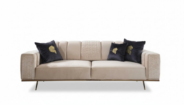 Moderne Sofa 4-Sëtz Design Wunnzëmmer Polster Holz Polster Moderne Luxus