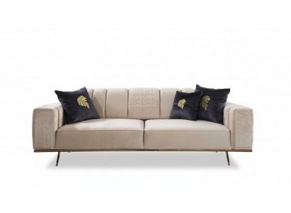 Moderne Sofa 4-Sëtz Design Wunnzëmmer Polster Holz Polster Moderne Luxus