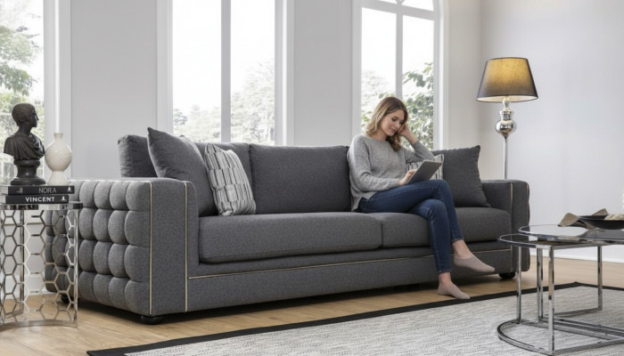 Luxus Wunnzëmmer Sofa 2 Sëtz Duebel-Sëtz gro Canapé Chesterfield Canapéen Neien