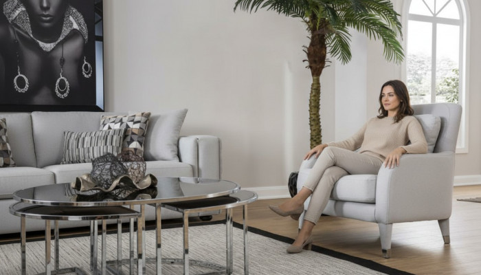 Fotell Sëtzer Design Wunnzëmmer Polster Holz Polster Modern Luxus Gro Nei