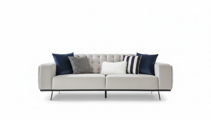 Luxus Wunnzëmmer Sofa 2 Sëtz Zweisëtzer Wäiss Couch Chesterfield Couchen Nei