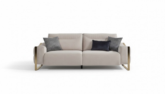 Klassesche Sofa 3 Sëtz Design Wunnzëmmer Polster Holz Polster Modern Luxus Wäiss
