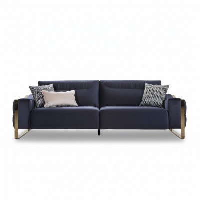 Klassesch Canapé 3 Sëtz Design Wunnzëmmer Polster Holz Polster Modern Luxus Blo