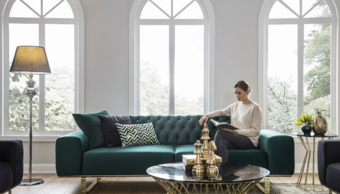 Luxus Wunnzëmmer Sofa 2 Sëtz Duebelsëtz Gréng Couch Chesterfield Couche Nei