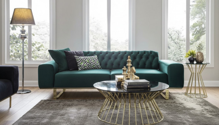Luxus Wunnzëmmer Sofa 2 Sëtz Duebelsëtz Gréng Couch Chesterfield Couche Nei