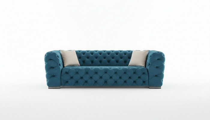 Chesterfield Sofa 4 Sëtz Design Wunnzëmmer Polster Holz Polster Luxus Blo