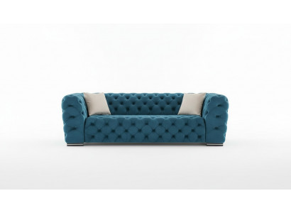 Chesterfield Sofa 4 Sëtz Design Wunnzëmmer Polster Holz Polster Luxus Blo