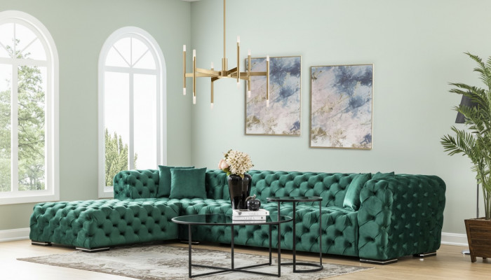 Canapé d'angle en L Form Sofa Canapé Design Canapéen Polster Textil Nei Eck Garnitur Gréng