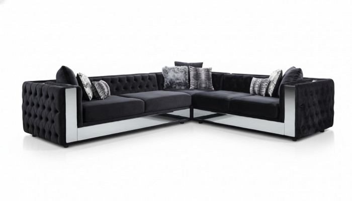 Schwaarz Chesterfield Polstersofa Ecksofa Garnitur Polster Luxus Eck Sofas