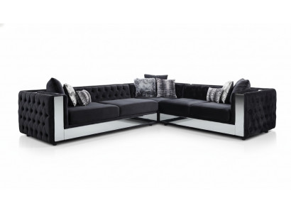 Schwaarz Chesterfield Polstersofa Ecksofa Garnitur Polster Luxus Eck Sofas